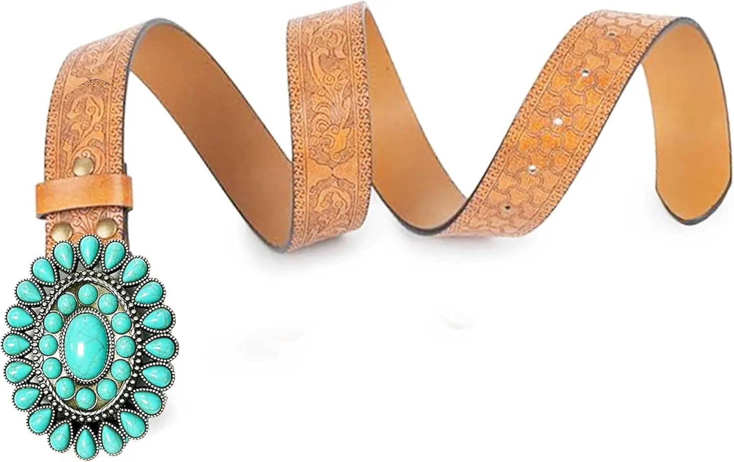 UTOWO Women Western-Turquoise-Belt Embossed-PU-Leather-Cowgirl-Belt Applies-Jeans-Pants-Dresses for Rodeo-Country-Concert