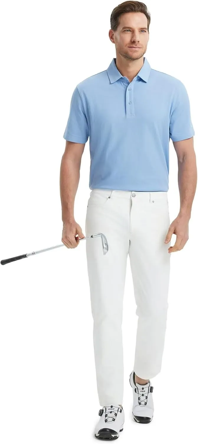 VEBOON Polo Shirts for Men Short Sleeve Cotton Blend Athletic Performance Classic Regular Fit Golf Shirts