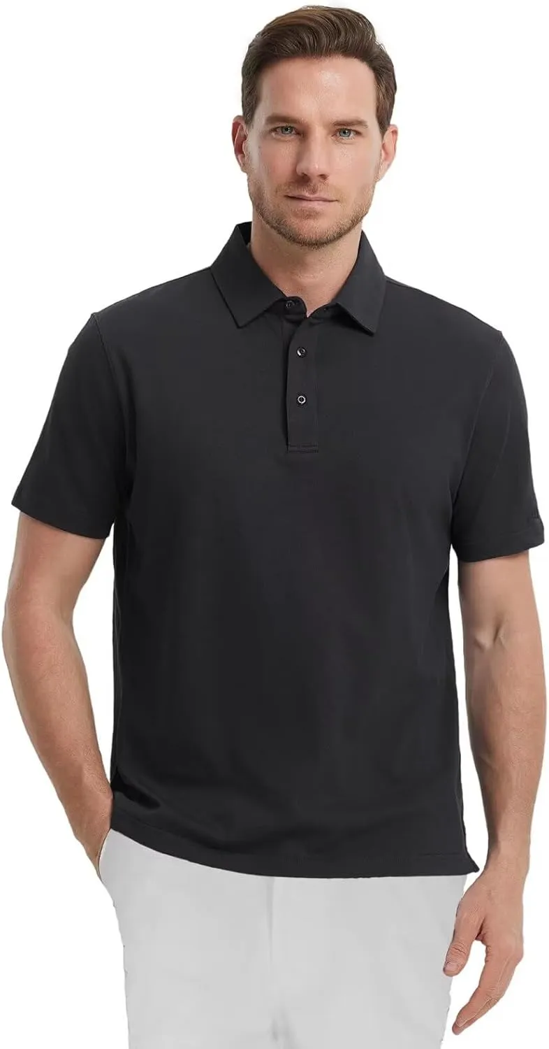 VEBOON Polo Shirts for Men Short Sleeve Cotton Blend Athletic Performance Classic Regular Fit Golf Shirts