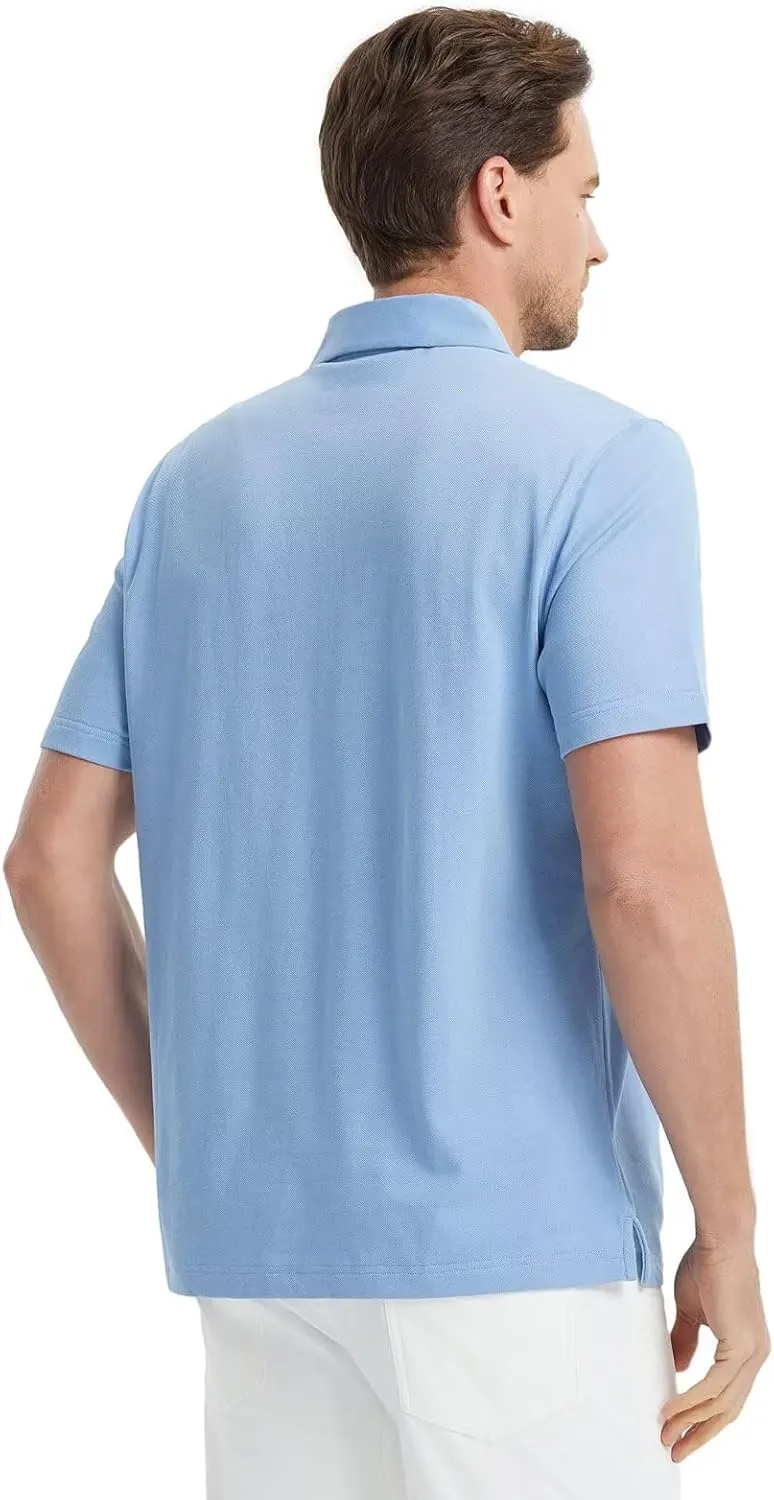 VEBOON Polo Shirts for Men Short Sleeve Cotton Blend Athletic Performance Classic Regular Fit Golf Shirts