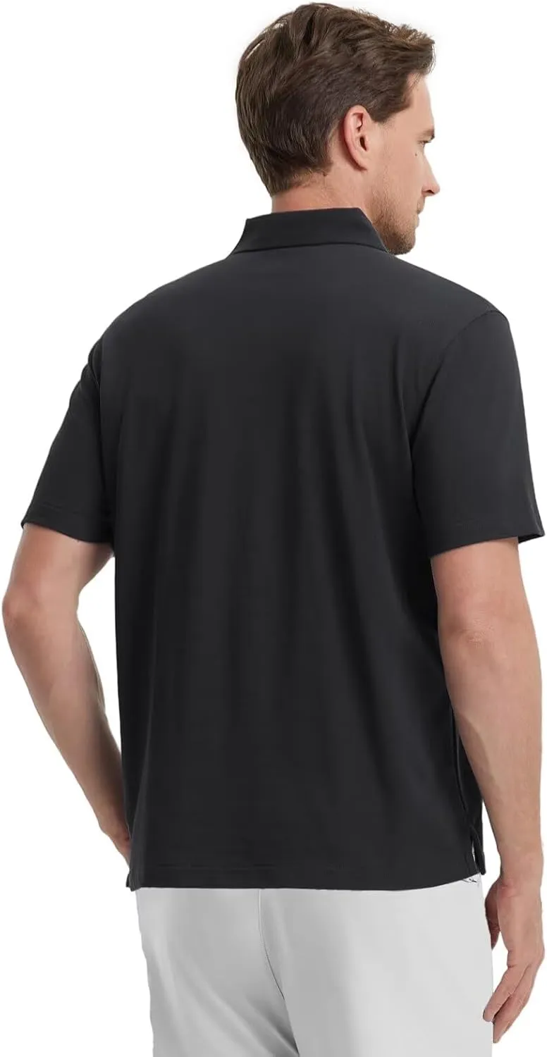 VEBOON Polo Shirts for Men Short Sleeve Cotton Blend Athletic Performance Classic Regular Fit Golf Shirts
