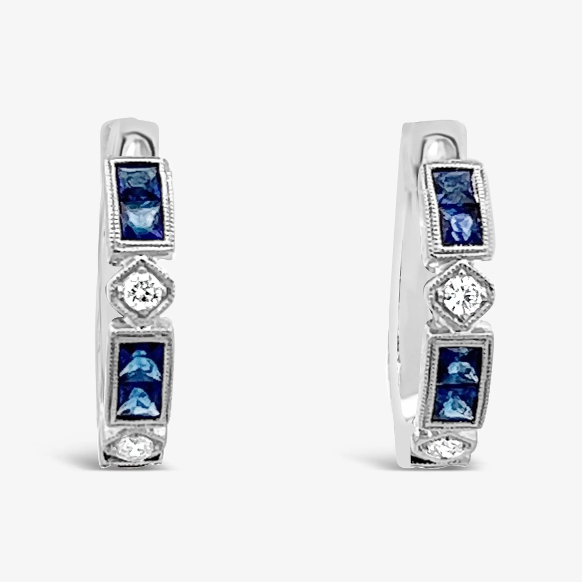 Vintage Style Sapphire & Diamond U Hoop