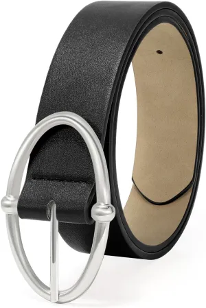 VONMELLI Leather Belts for Women, Women's Belts for Jeans Pants Fashion Ladies Dress Belt with Sliver Buckle