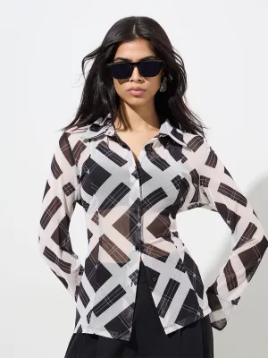 Wardrobe Black Checkered Mesh Shirt