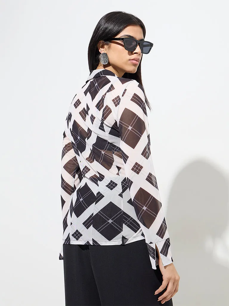 Wardrobe Black Checkered Mesh Shirt