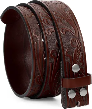 WERFORU Western Leather Belt Strap for Men Women Cowboy Western Belts without Buckle Men Western Leather Belt Jeans