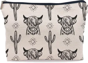 Western Cow Makeup Bag,Western Cow Gifts For Women,Cowgirl Stuff For Women,Cowgirl Gifts