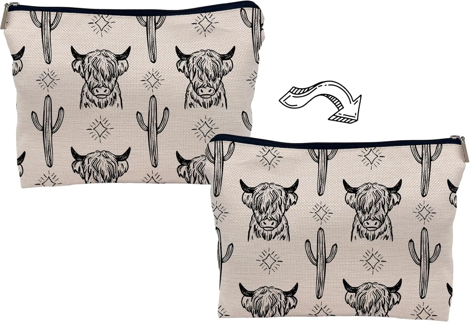 Western Cow Makeup Bag,Western Cow Gifts For Women,Cowgirl Stuff For Women,Cowgirl Gifts