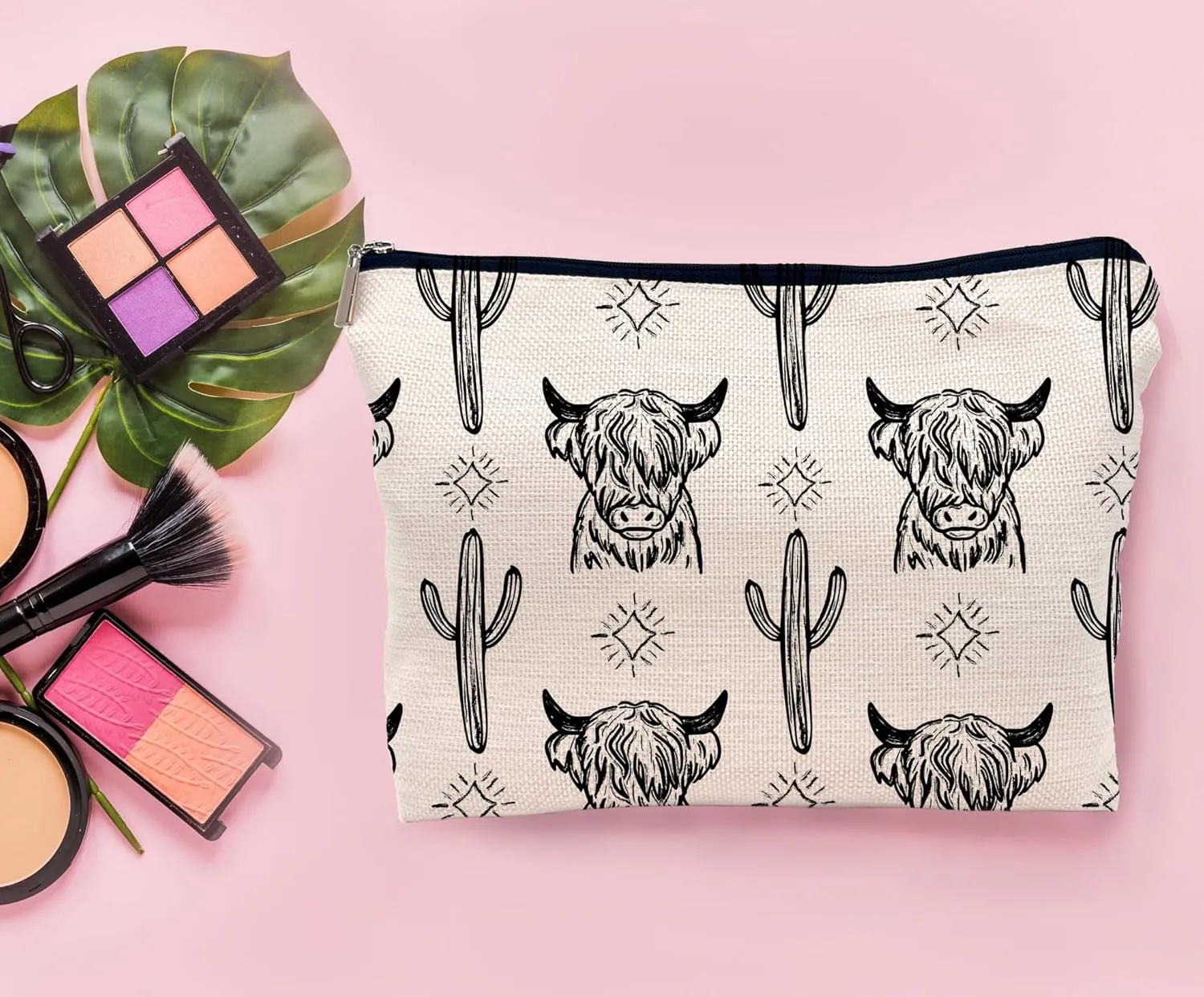 Western Cow Makeup Bag,Western Cow Gifts For Women,Cowgirl Stuff For Women,Cowgirl Gifts