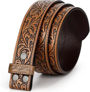 Western Leather Belt Strap for Men Women Cowboy Cowgirl Leather Mens Belts for Jeans Birthday Christmas Belt Gifts