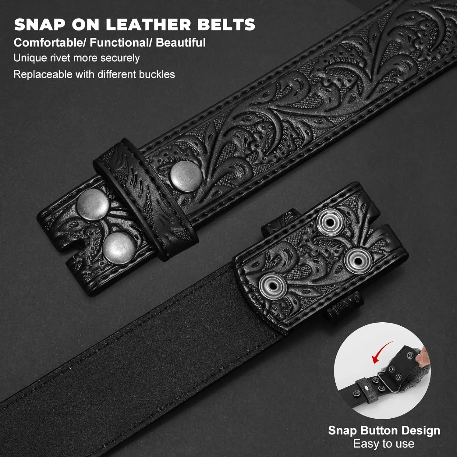 Western Leather Belt Strap for Men Women Cowboy Cowgirl Leather Mens Belts for Jeans Birthday Christmas Belt Gifts