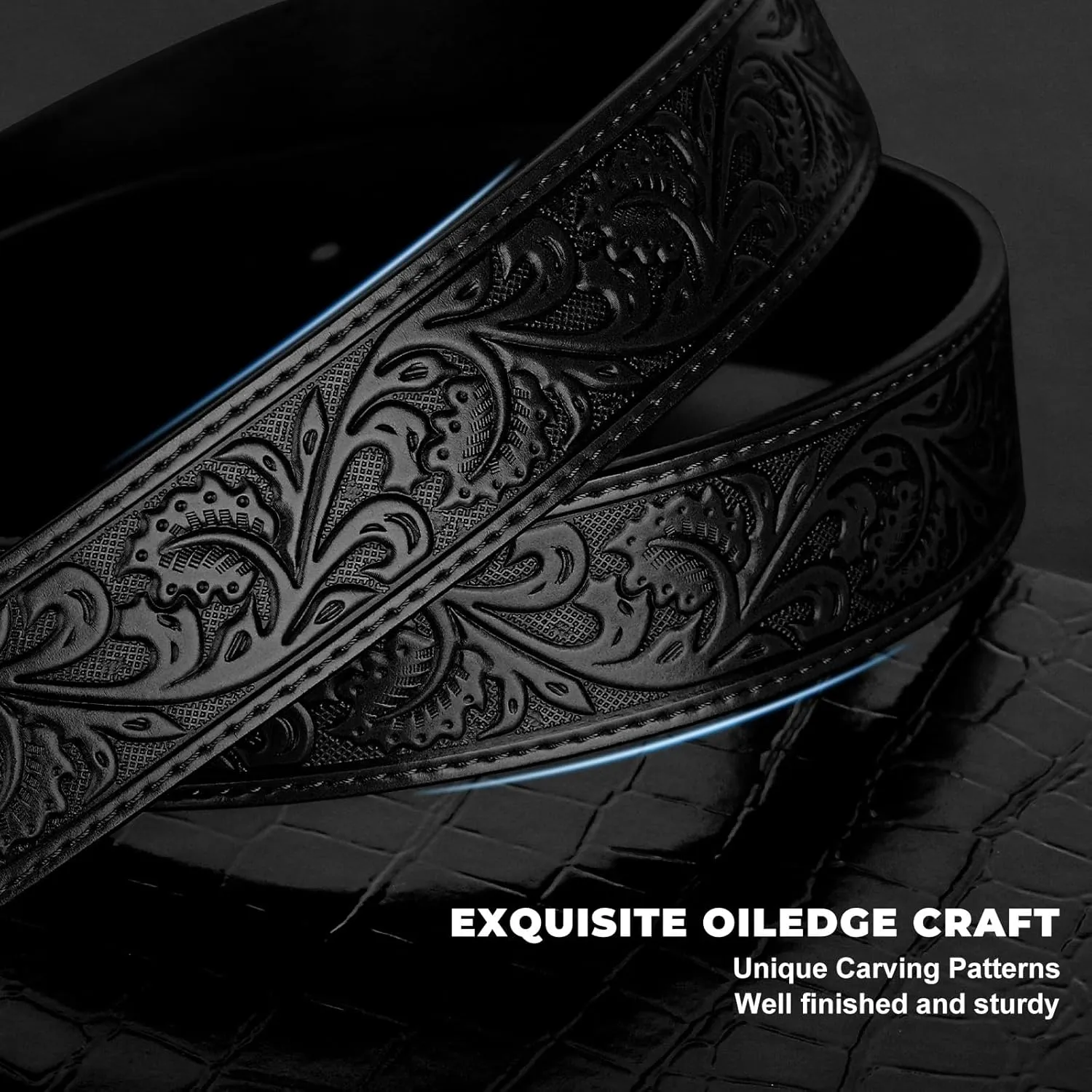 Western Leather Belt Strap for Men Women Cowboy Cowgirl Leather Mens Belts for Jeans Birthday Christmas Belt Gifts