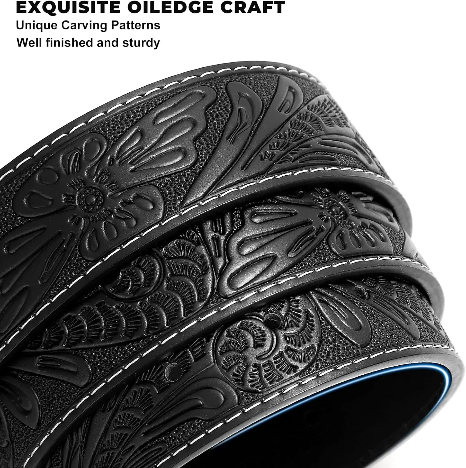 Western Leather Belt Strap for Men Women Cowboy Cowgirl Leather Mens Belts for Jeans Birthday Christmas Belt Gifts