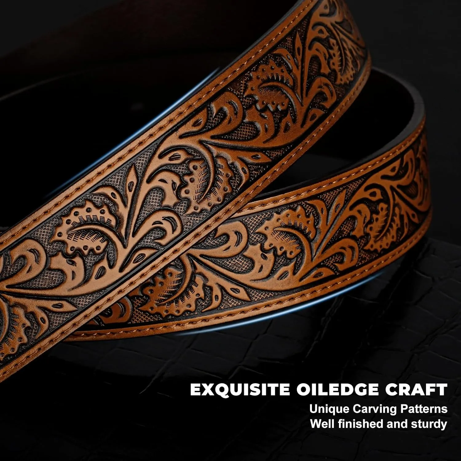 Western Leather Belt Strap for Men Women Cowboy Cowgirl Leather Mens Belts for Jeans Birthday Christmas Belt Gifts