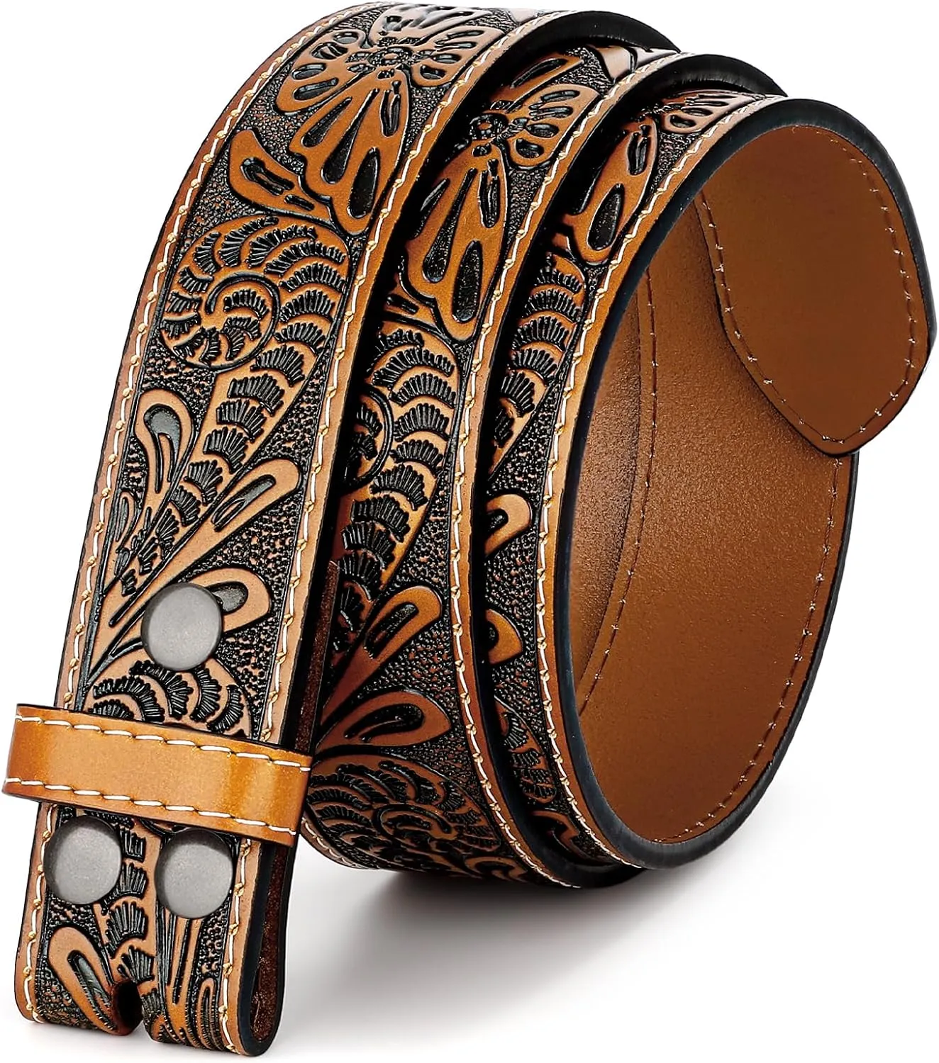 Western Leather Belt Strap for Men Women Cowboy Cowgirl Leather Mens Belts for Jeans Birthday Christmas Belt Gifts
