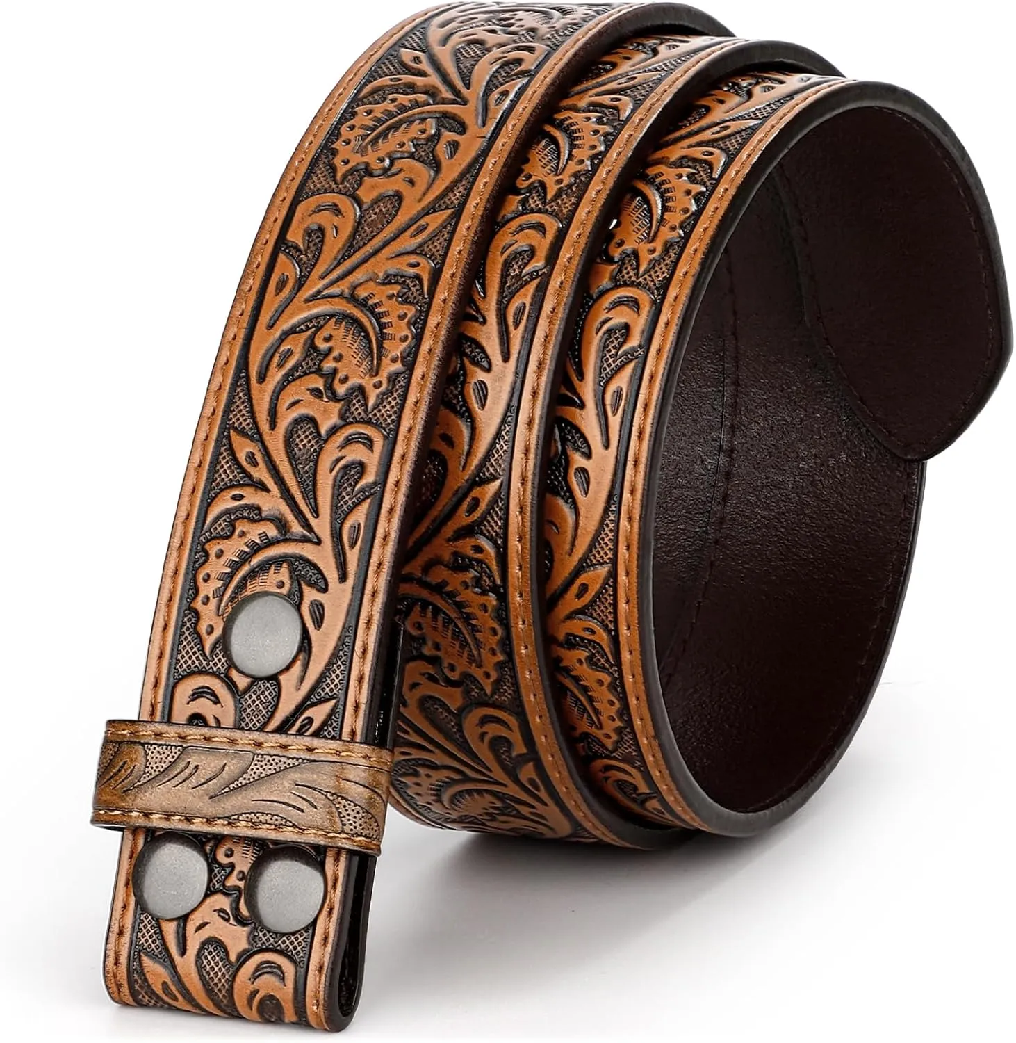 Western Leather Belt Strap for Men Women Cowboy Cowgirl Leather Mens Belts for Jeans Birthday Christmas Belt Gifts