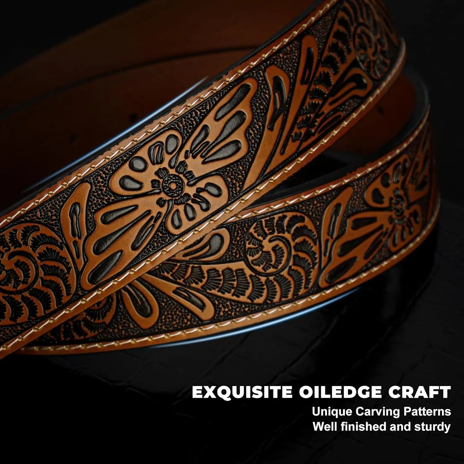 Western Leather Belt Strap for Men Women Cowboy Cowgirl Leather Mens Belts for Jeans Birthday Christmas Belt Gifts