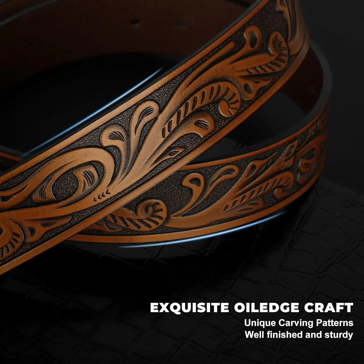 Western Leather Belt Strap for Men Women Cowboy Cowgirl Leather Mens Belts for Jeans Birthday Christmas Belt Gifts