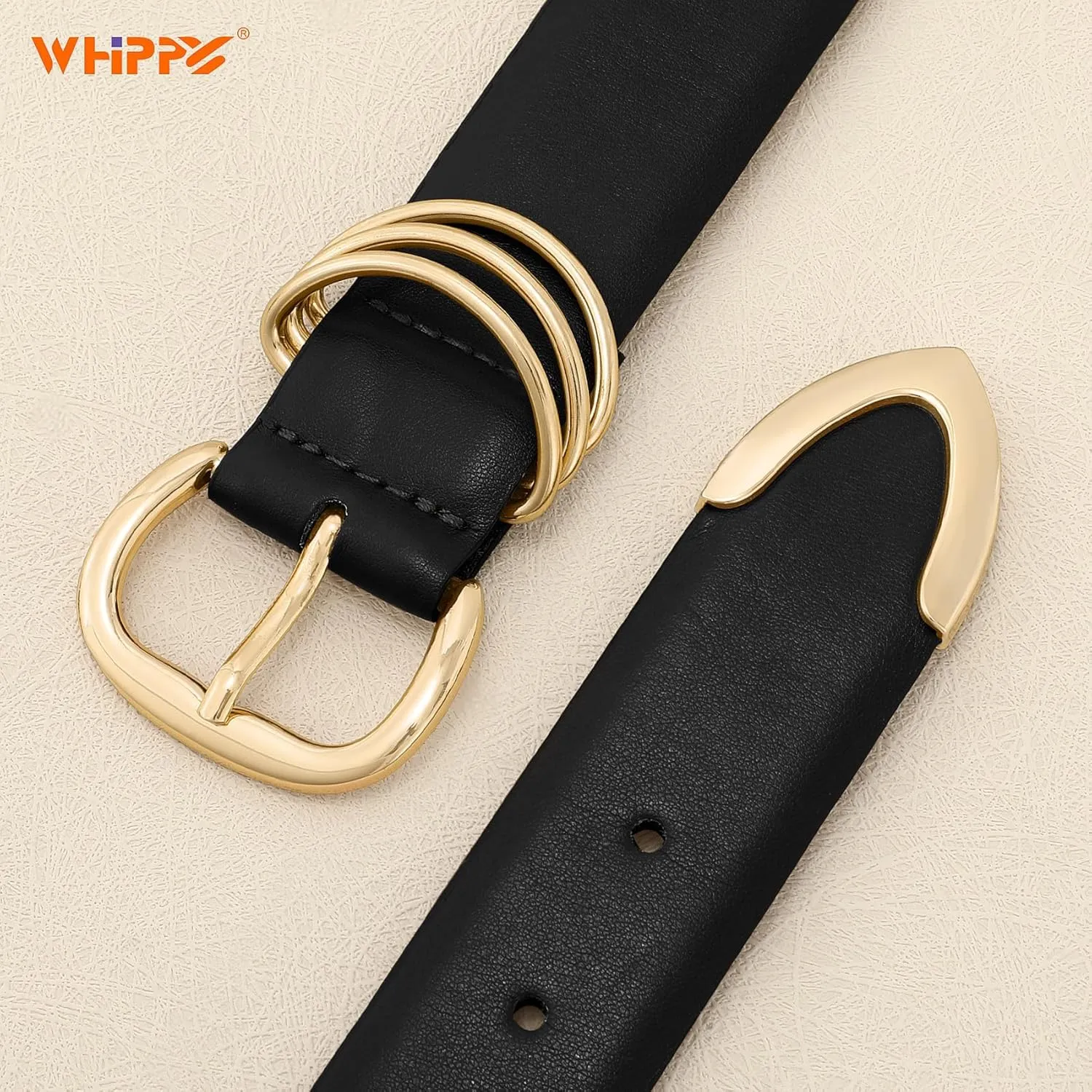 WHIPPY Women Leather Belts for Jeans Pants Dress Fashion Gold Buckle Ladies Waist Belt Casual Women Belts
