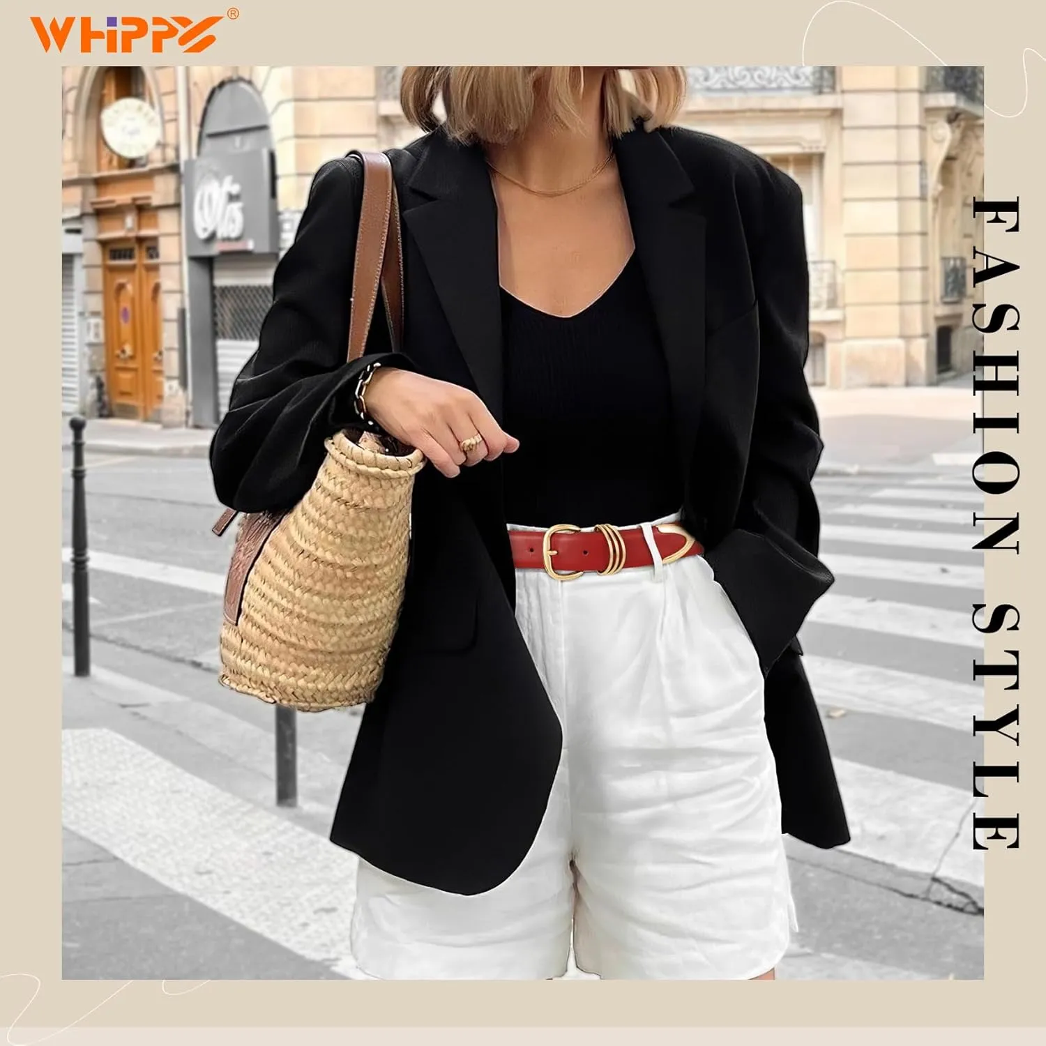 WHIPPY Women Leather Belts for Jeans Pants Dress Fashion Gold Buckle Ladies Waist Belt Casual Women Belts