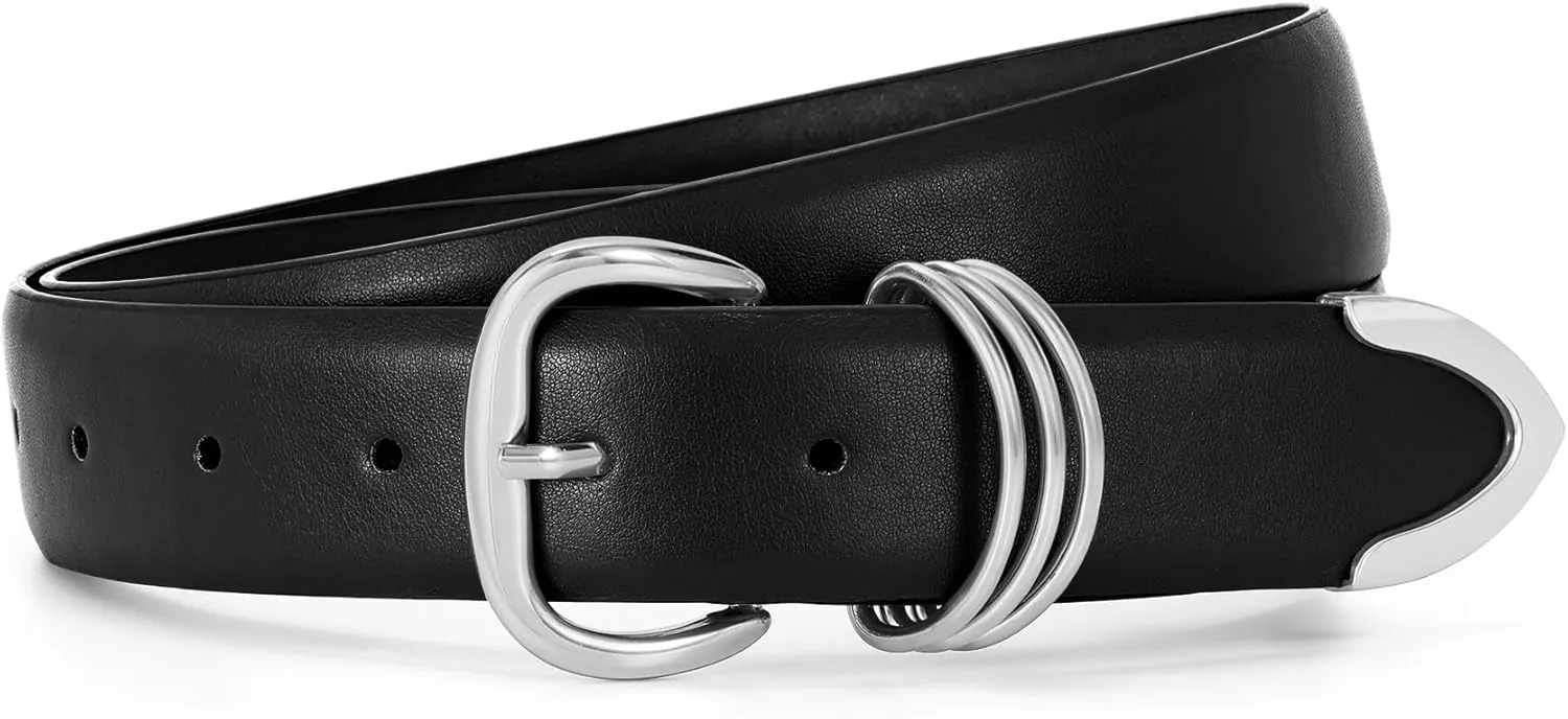 WHIPPY Women Leather Belts for Jeans Pants Dress Fashion Gold Buckle Ladies Waist Belt Casual Women Belts