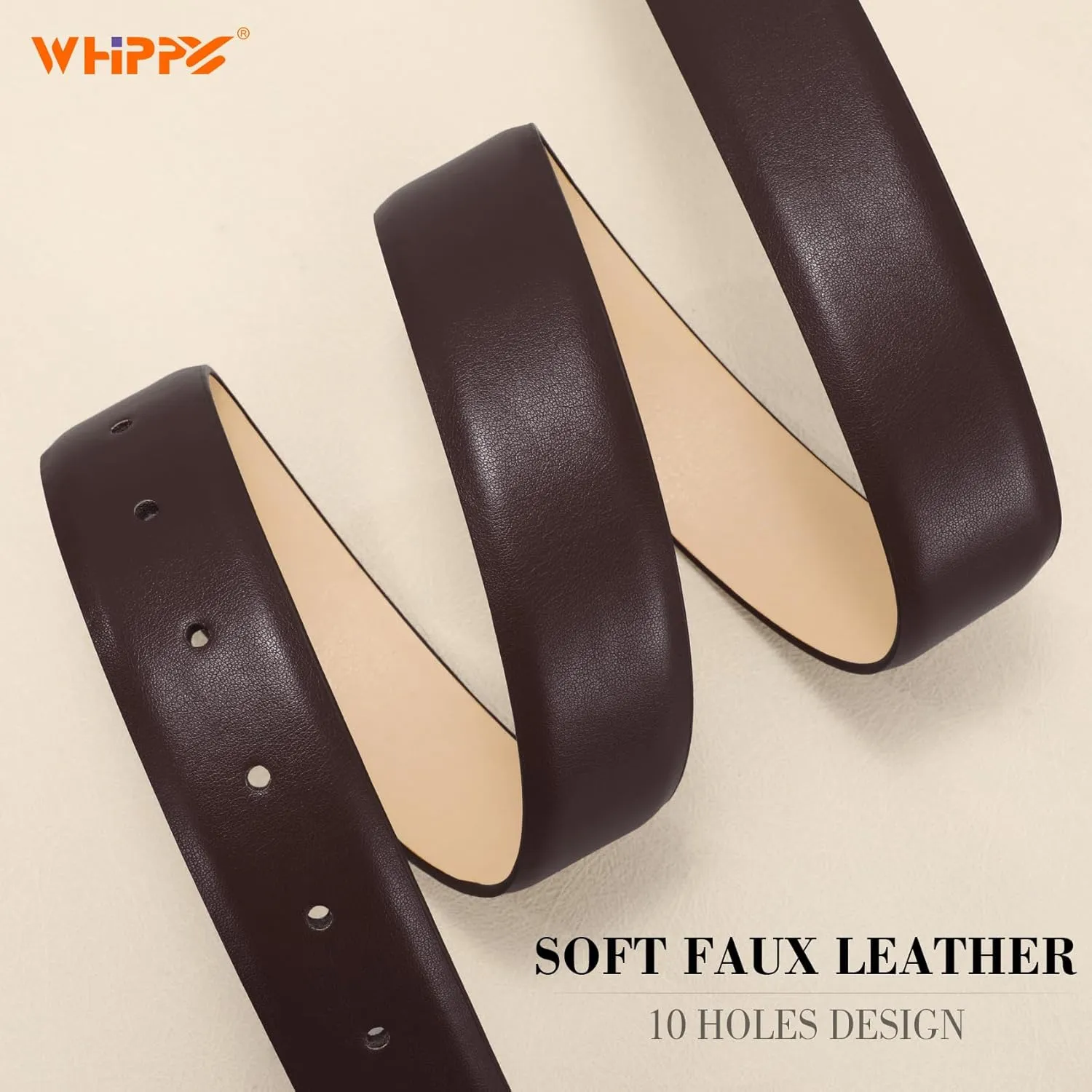 WHIPPY Women Leather Belts for Jeans Pants Dress Fashion Gold Buckle Ladies Waist Belt Casual Women Belts