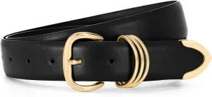 WHIPPY Women Leather Belts for Jeans Pants Dress Fashion Gold Buckle Ladies Waist Belt Casual Women Belts