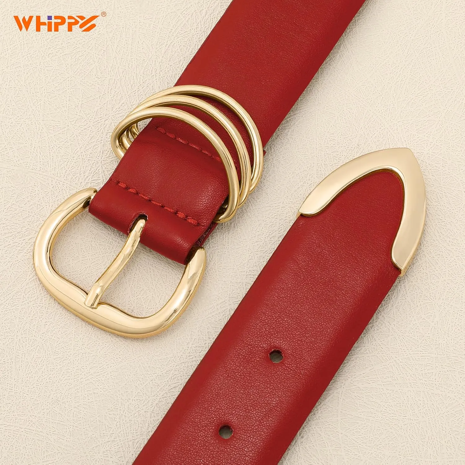 WHIPPY Women Leather Belts for Jeans Pants Dress Fashion Gold Buckle Ladies Waist Belt Casual Women Belts