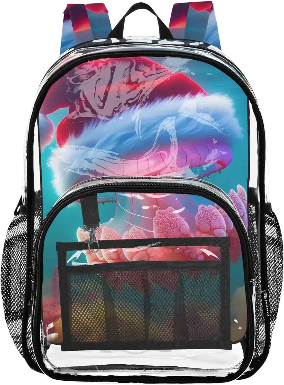 Women Clear Backpack Cute Boys Backpacks for Girls Large Plastic Approved Bag Christmas Jellyfish Santa Hat