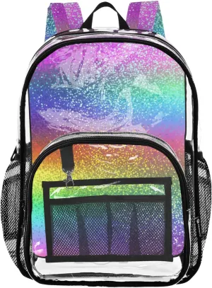 Women Clear Backpack Cute Kids Backpack Boys Girls Approved Plastic Bag Large Vibrant Rainbow Colorful