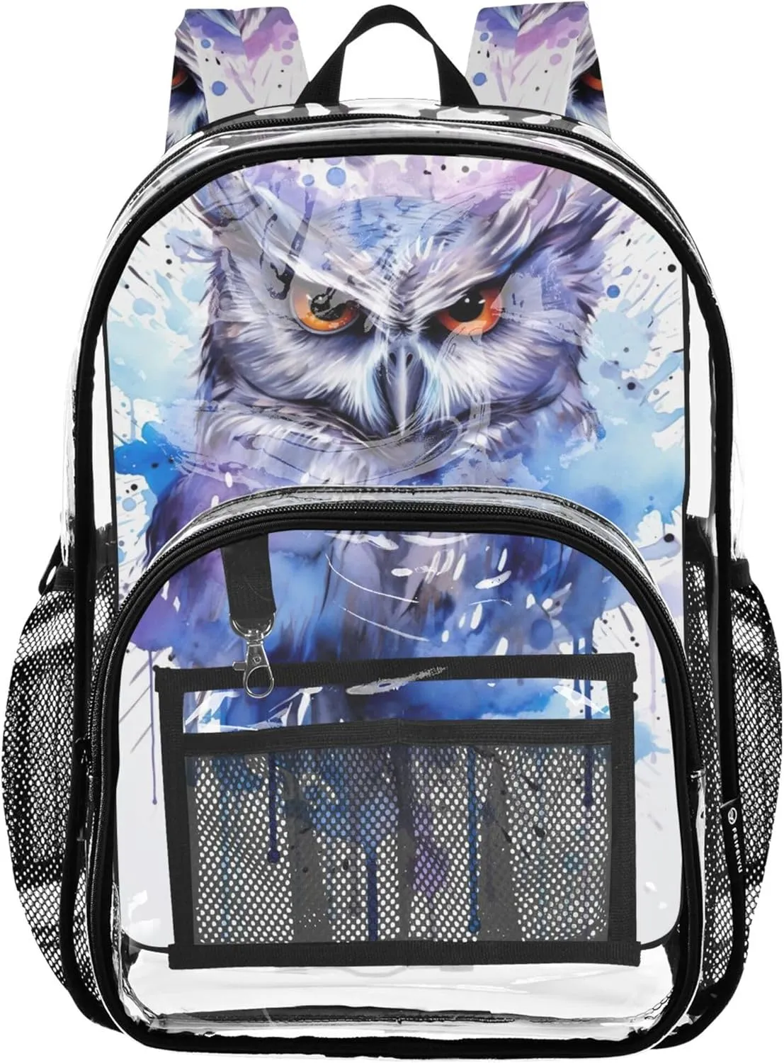 Women Clear Backpack Cute Watercolor Owl Painting Kids Backpack for Girls Clear School Shoulder Bag