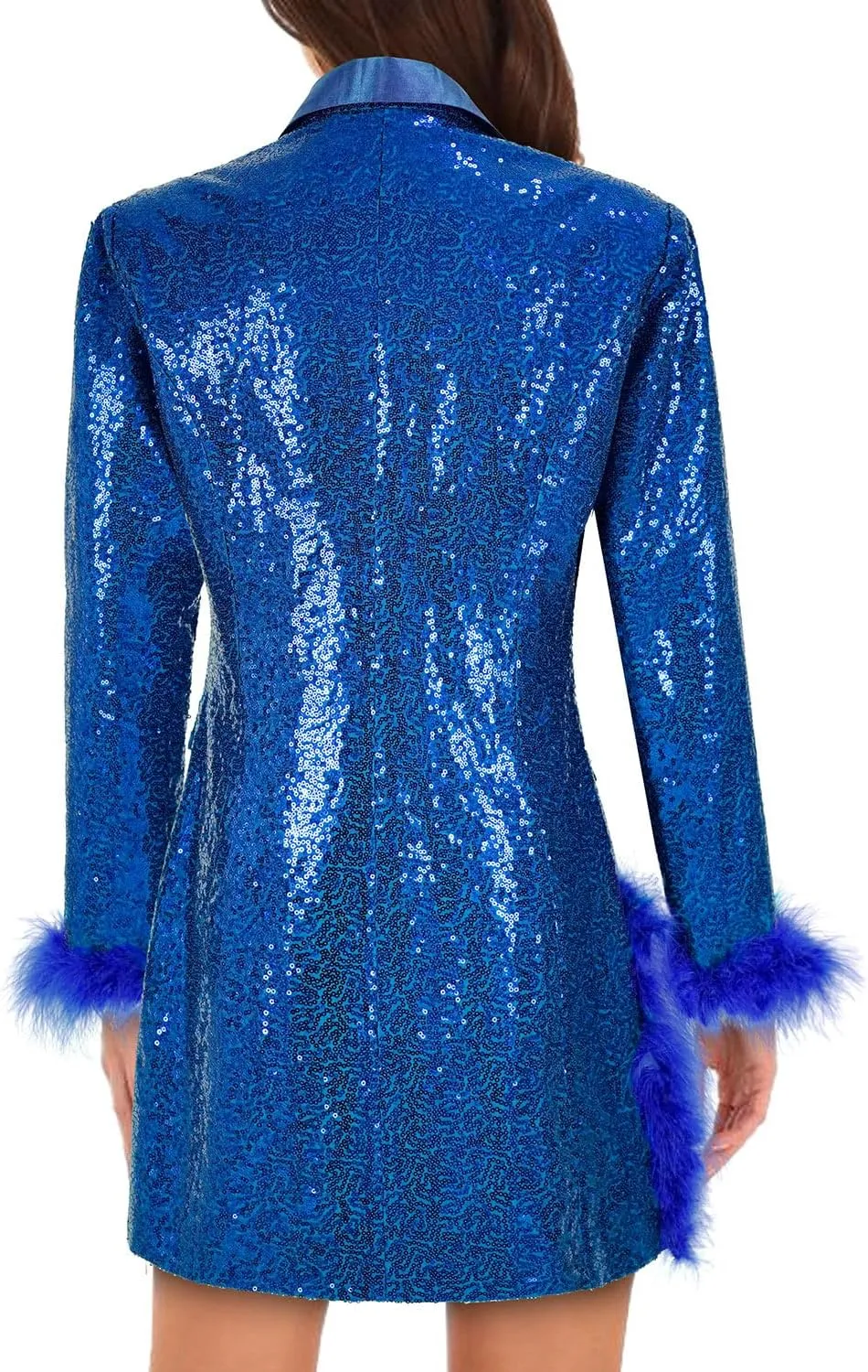 Women Sequin Jacket Long Sleeved Slim Blazer with Pocket