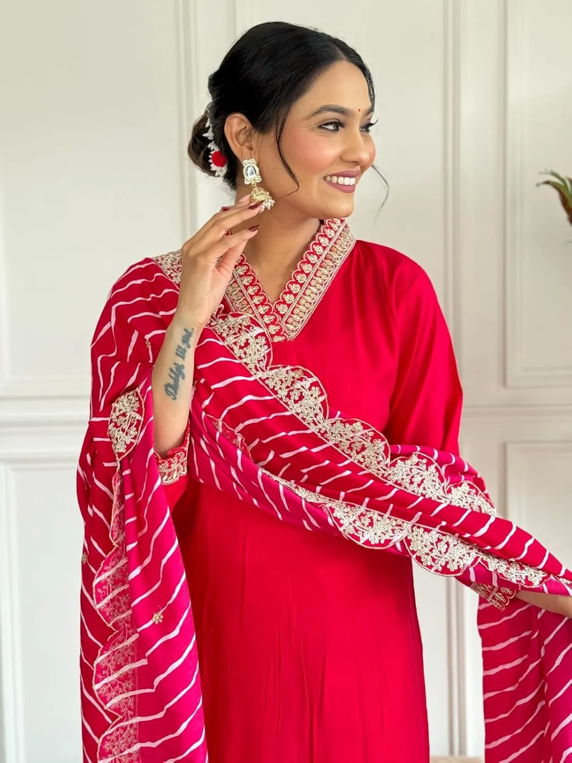 Women's Alia Cut Straight Kurti pant dupatta set Designer Salwar Suit with Embroidery Work