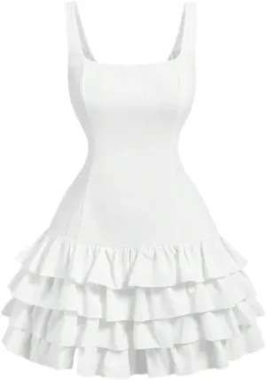 Women's Cute Square Neck Summer Short Dresses Wedding Brides Backless Fashion Short Dresses for Women