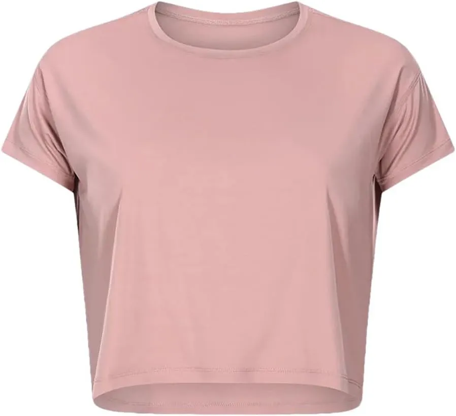 Women's Seamless Sport T-Shirts Short Sleeve Solid Color Loose Tops Running Yoga Fitness Quick Dry Sexy Shirts