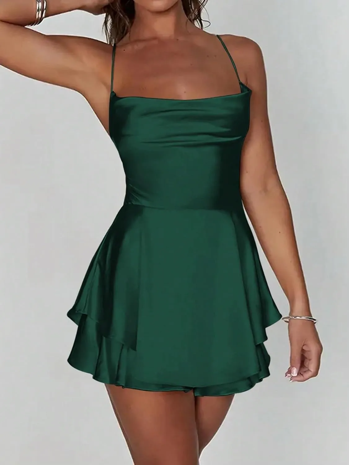 Women's Sexy Backless Spaghetti Strap Summer Dress Mini Short Outfit Fashion Dresses for Women