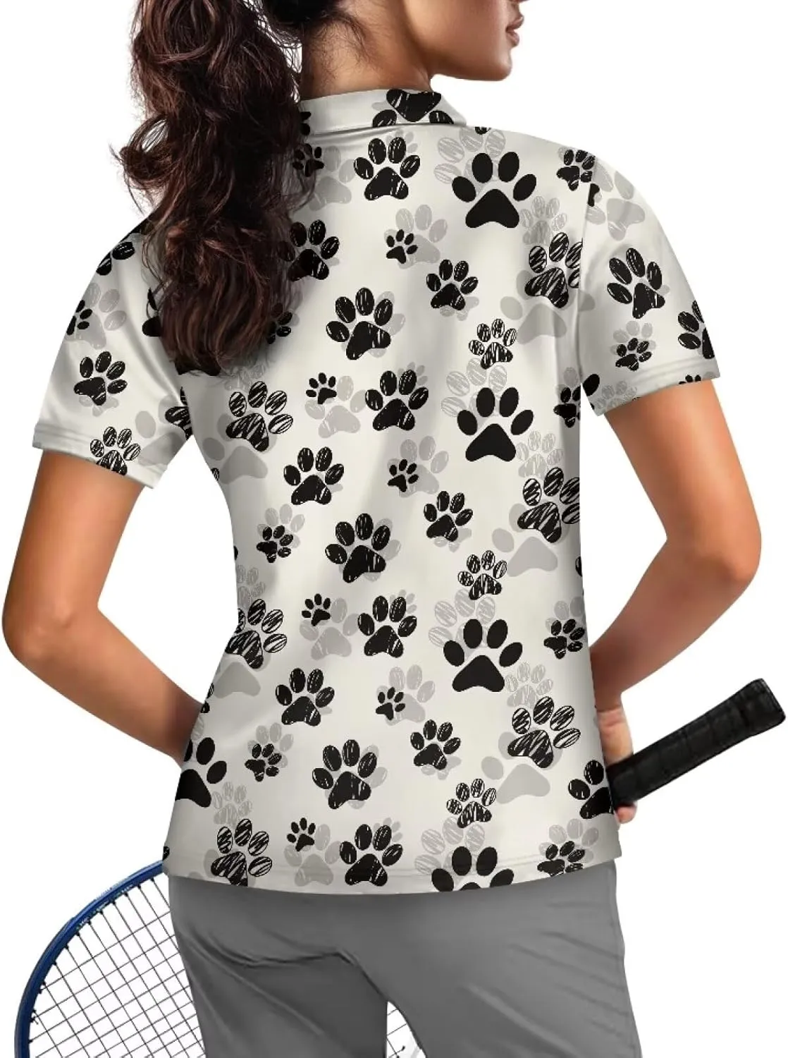 Women's Short Sleeve Golf Tennis Shirts Lightweight Zip Up Quick Dry Workout Pullover Tops Polo Shirts XS-2XL