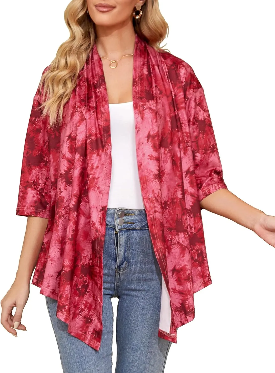 Women's Shurgs Open Front Cardigan 3/4 Sleeves Lightweight Casual S-XXL