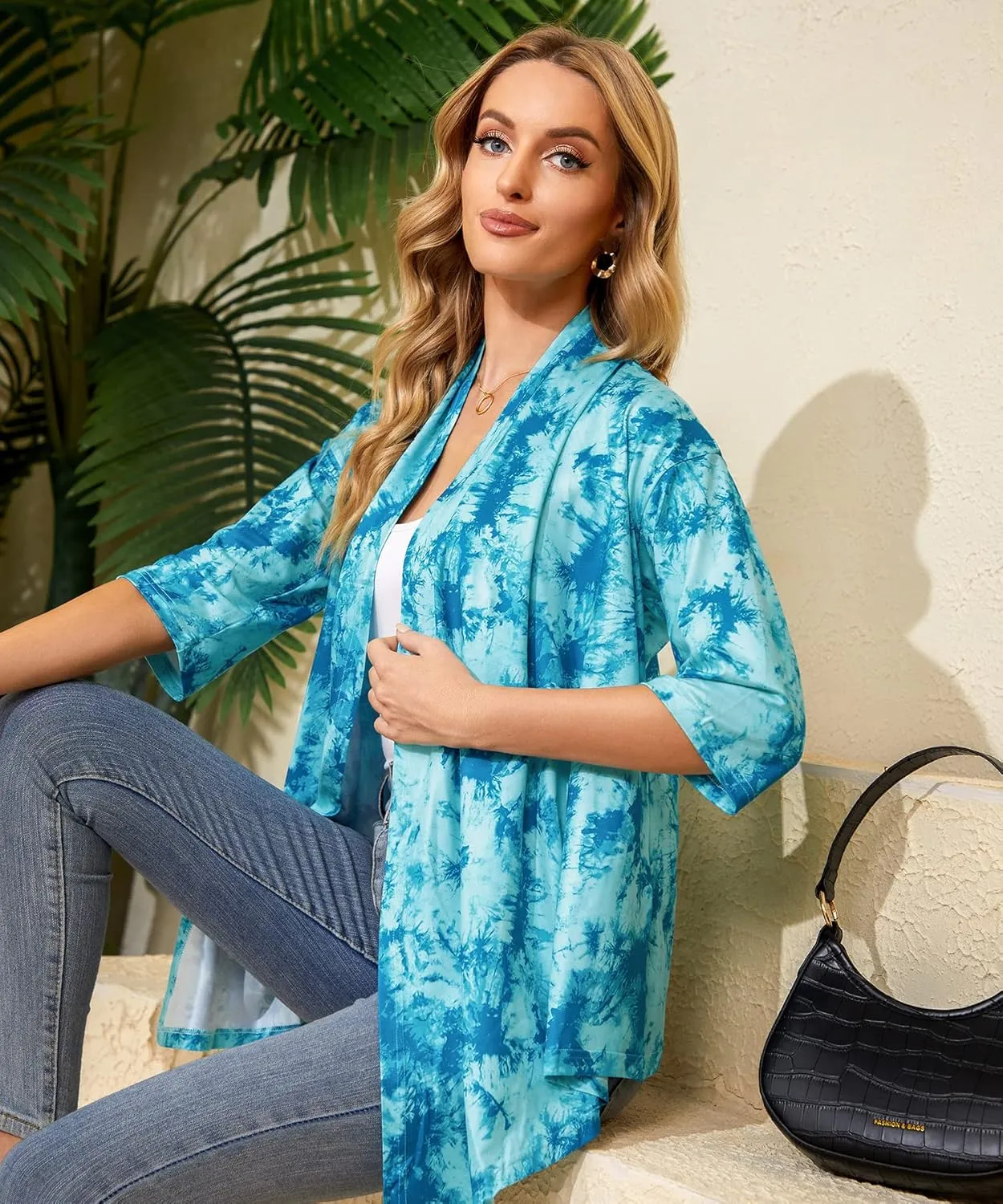 Women's Shurgs Open Front Cardigan 3/4 Sleeves Lightweight Casual S-XXL