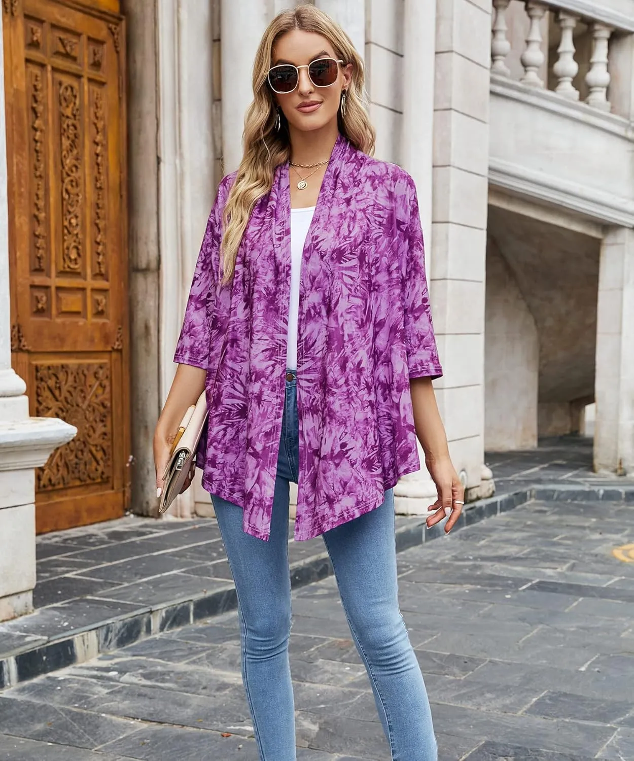 Women's Shurgs Open Front Cardigan 3/4 Sleeves Lightweight Casual S-XXL