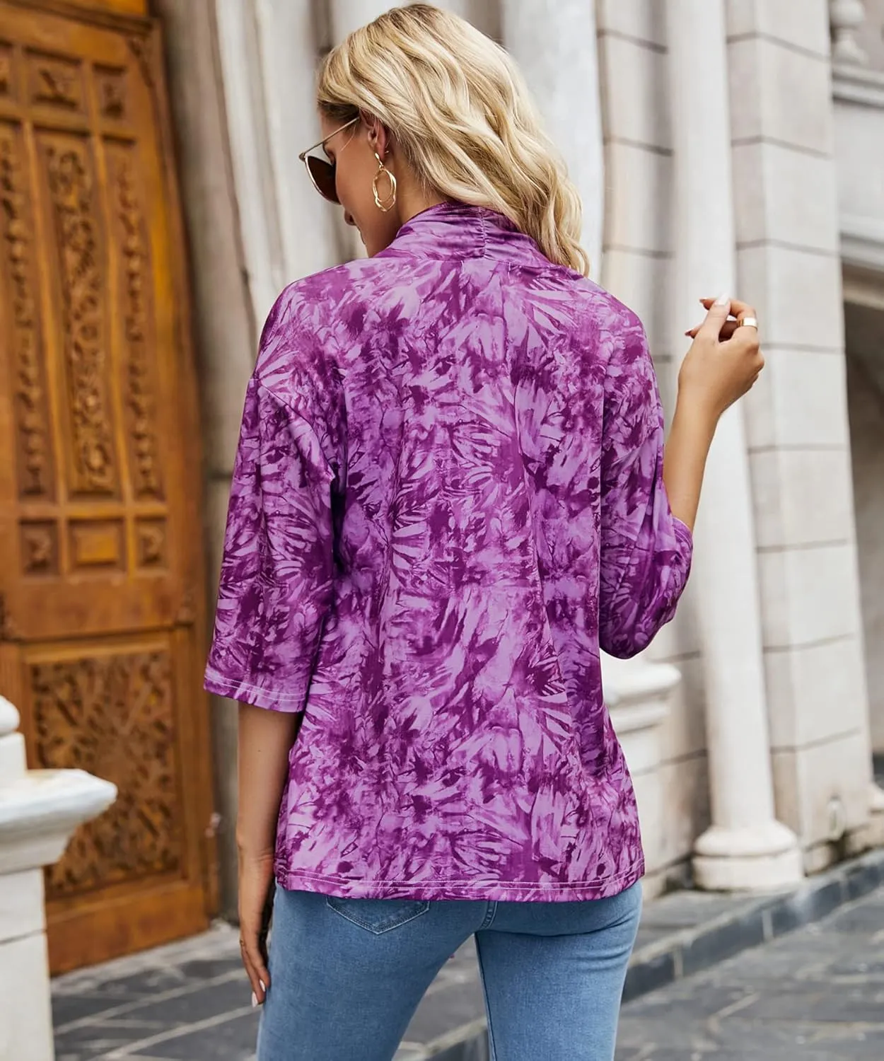 Women's Shurgs Open Front Cardigan 3/4 Sleeves Lightweight Casual S-XXL