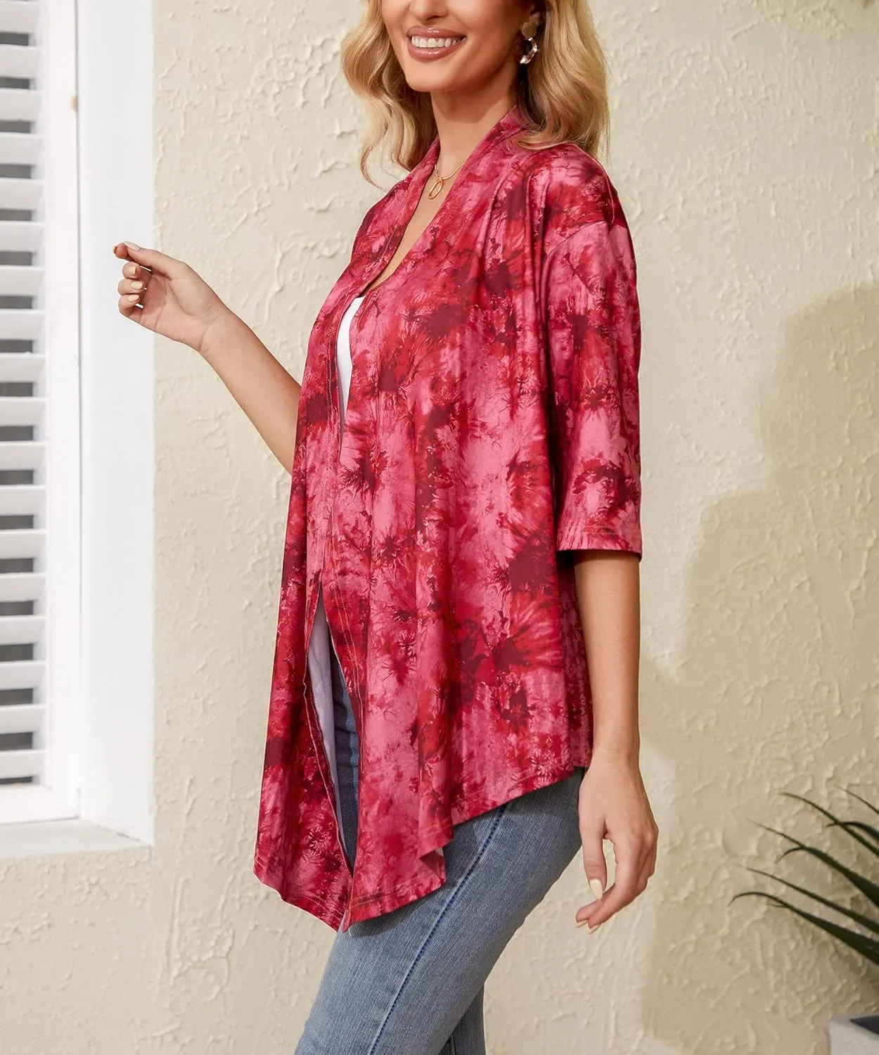 Women's Shurgs Open Front Cardigan 3/4 Sleeves Lightweight Casual S-XXL