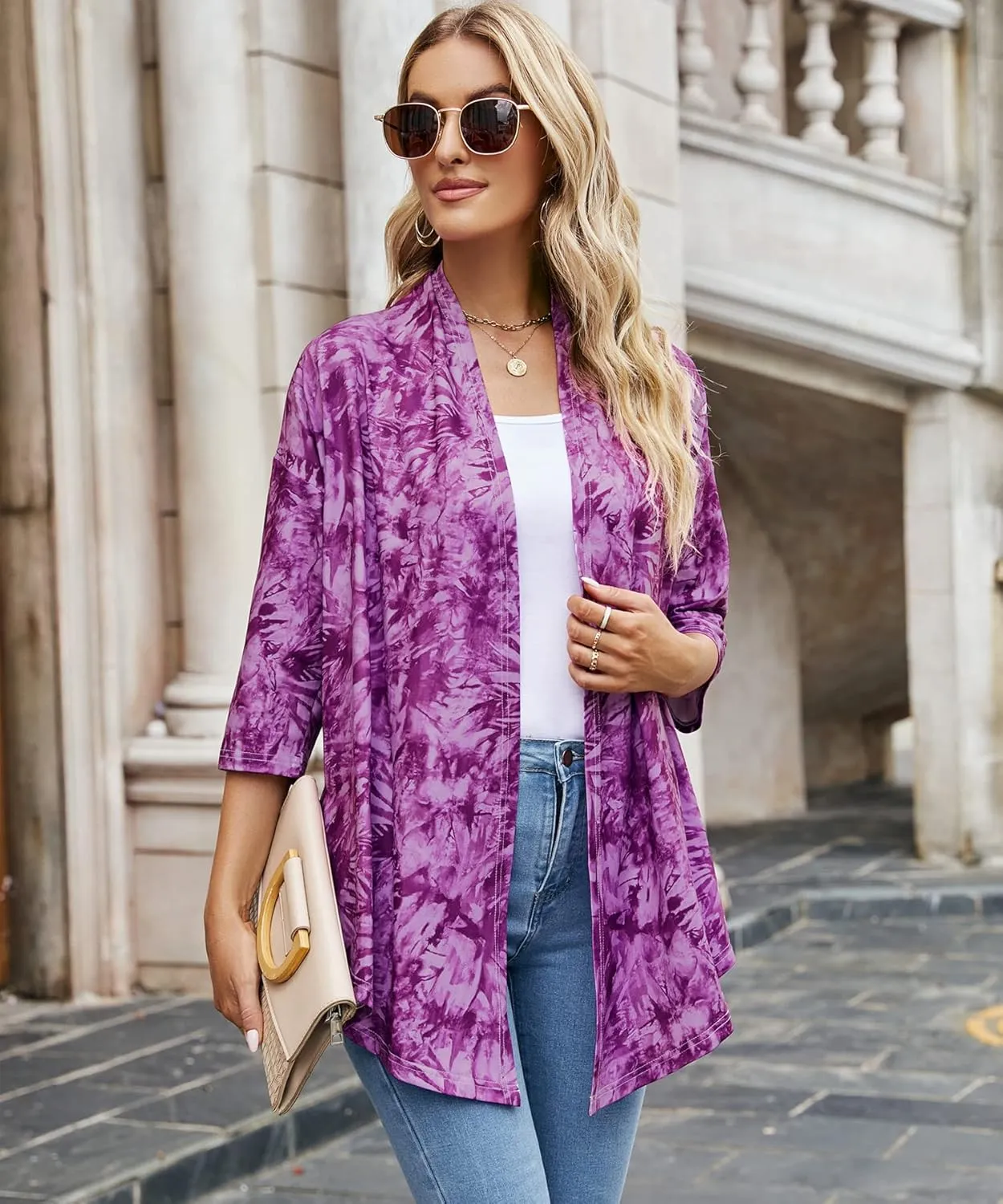 Women's Shurgs Open Front Cardigan 3/4 Sleeves Lightweight Casual S-XXL