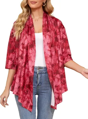 Women's Shurgs Open Front Cardigan 3/4 Sleeves Lightweight Casual S-XXL