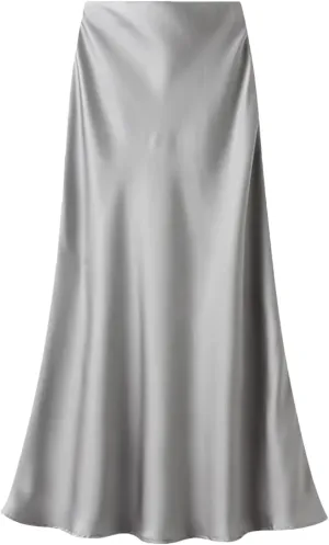 Women's Summer High-Waisted Slim Skirt Elegant Satin Skirt Elastic Waist Mid-Length Office Lady Skirts