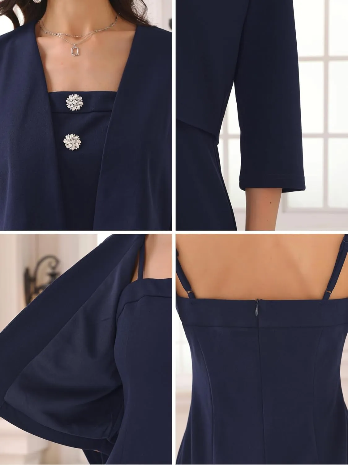Women's Wedding Guest Dress Two Piece Outfits Open Front Cardigan Evening Mother of The Bride Dresses