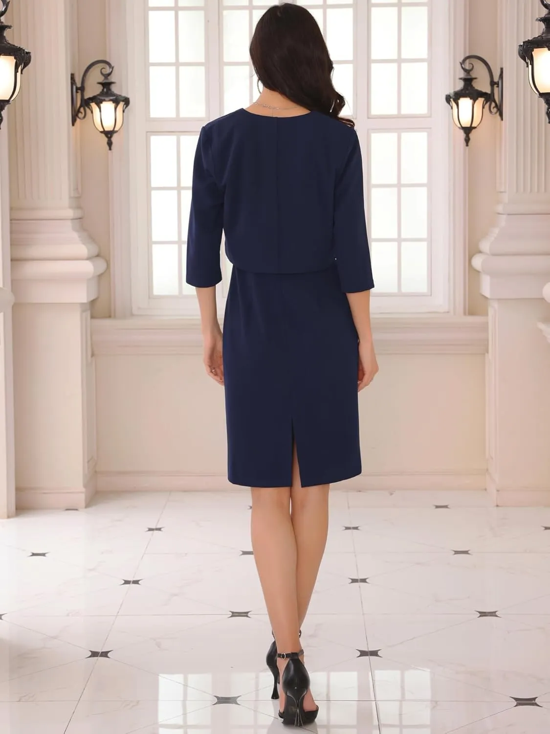 Women's Wedding Guest Dress Two Piece Outfits Open Front Cardigan Evening Mother of The Bride Dresses