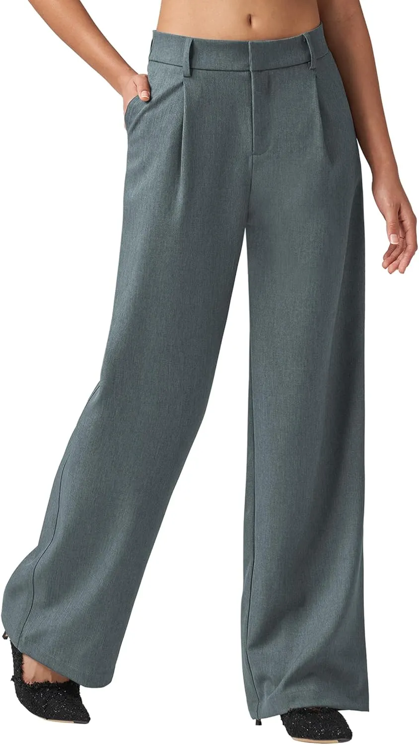 Women's Wide Leg Work Dress Pants High Waisted Casual Slacks Business Office Pants with Pockets 29"/31"