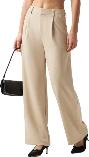 Women's Wide Leg Work Dress Pants High Waisted Casual Slacks Business Office Pants with Pockets 29"/31"