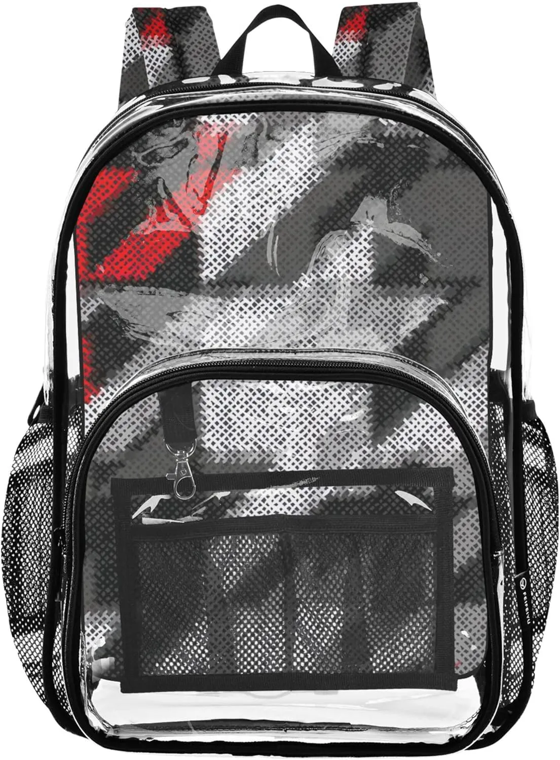 Wool Houndstooth Red Charcoal Clear Backpack for Women Girls Backpack for Kids School Clear Shoulder Bag